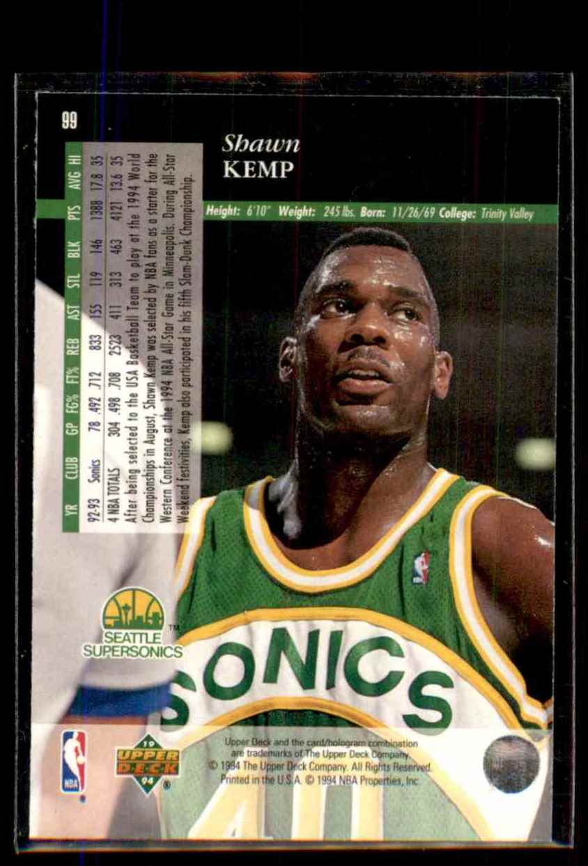 1993 94 Upper Deck Shawn Kemp 99 On Kronozio